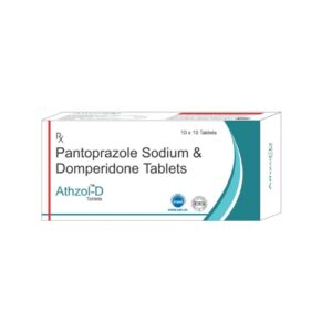 Pantoprazole Sodium and Domperidone Tablets Athzol-D box packaging – third party manufacturing pharma tablets in India